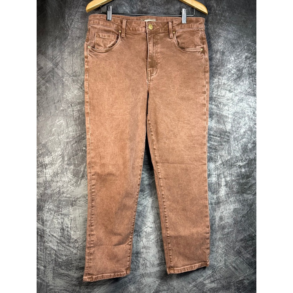 Kut from the Kloth Reese Jeans Women 12 Bordeaux High Rise Ankle Straight Leg